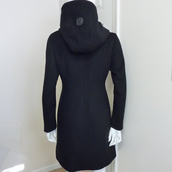 Mackage Rosalie-O Leather Trim Wool Blend Coat with Toggle and Zip Off Hood - Picture 8 of 10